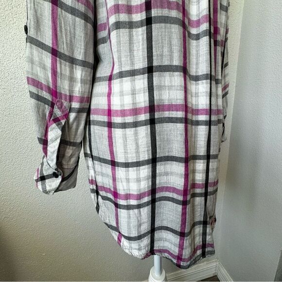 Vince Camuto Plaid Boyfriend Shirt Plaid High Low Long Sleeve SZ XS - Picture 9 of 14